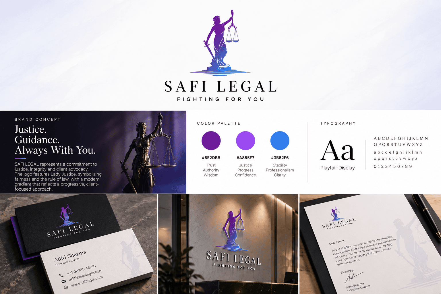 Safi Legal brand identity board