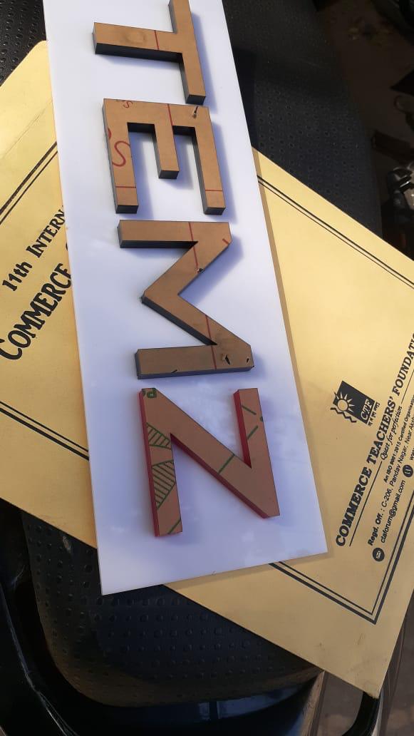 Temz cut-out 3D letters before installation