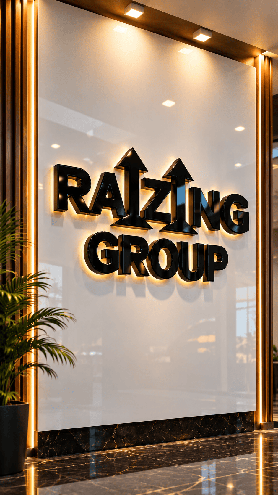 Raizing Group backlit 3D letters