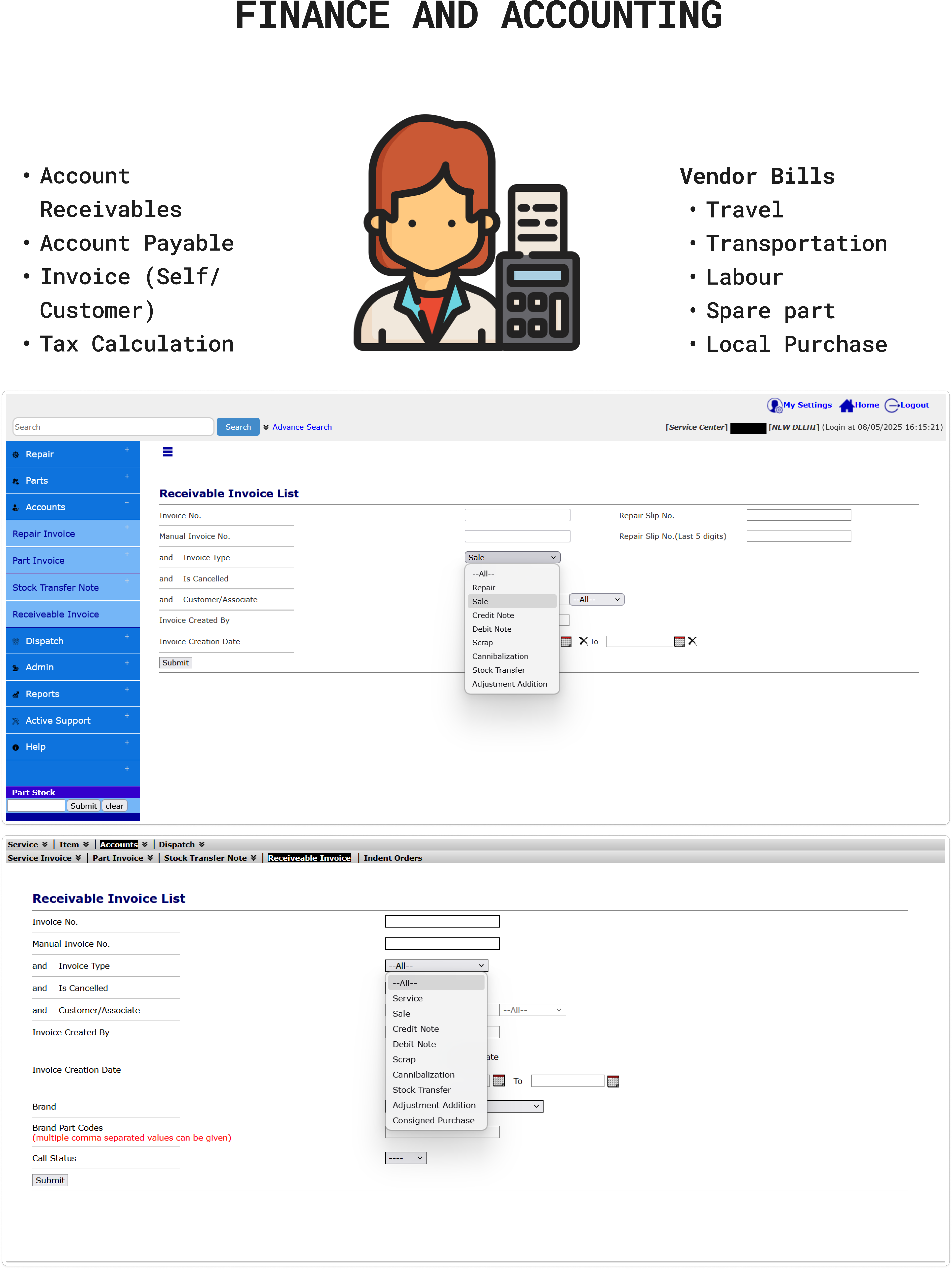 GSPL Accounting & Finance - Comprehensive Invoice, Taxation, and Vendor Bill Management