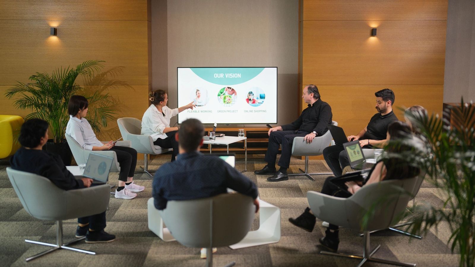 Brand team in a presentation meeting