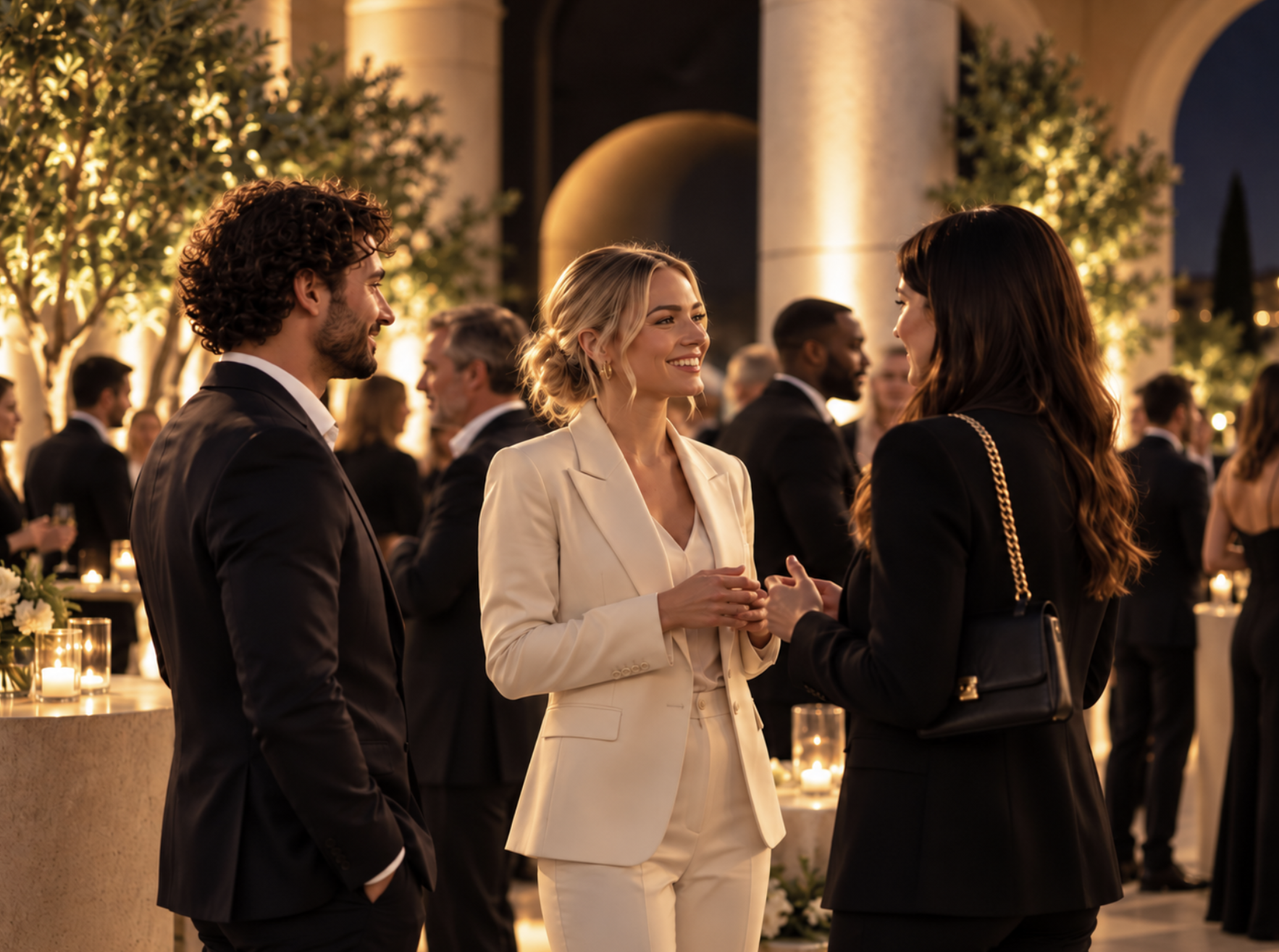 Guests networking at an evening brand event